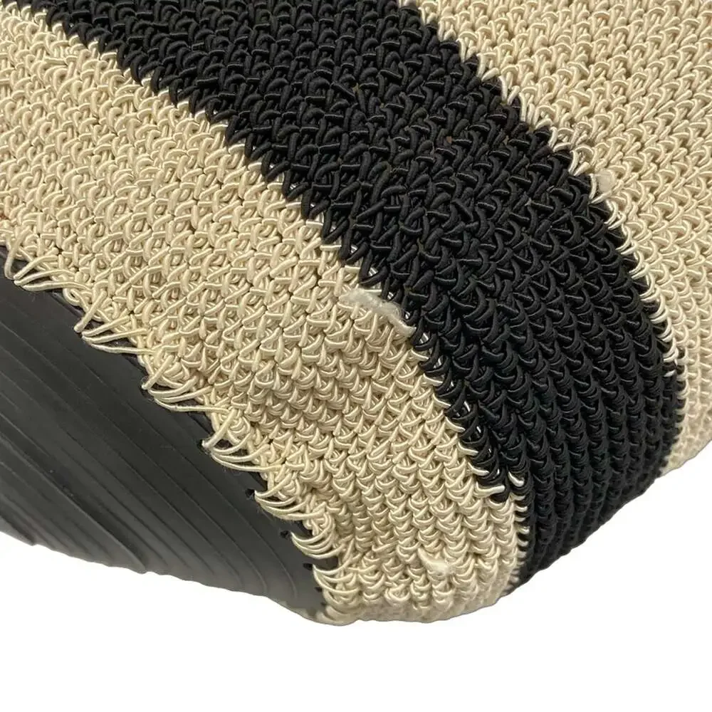 Chanel Handbag Cream Black Cotton Plastic